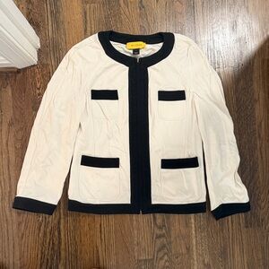 St. John Ivory and Black Contrast Jacket